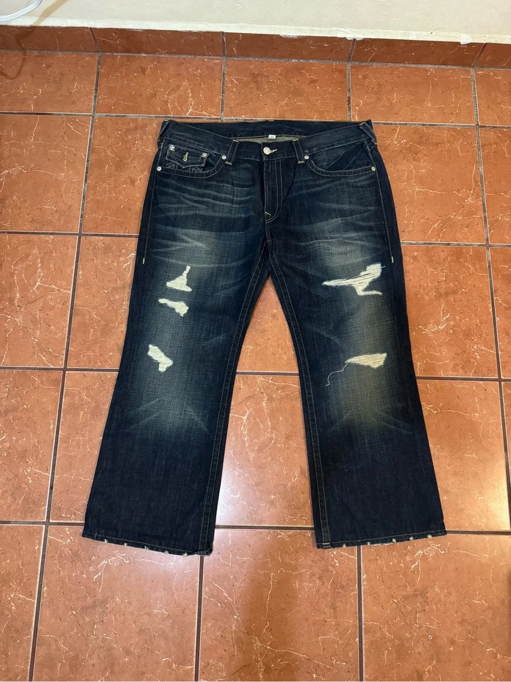 True Religion Dark Blue Wide Leg Jeans